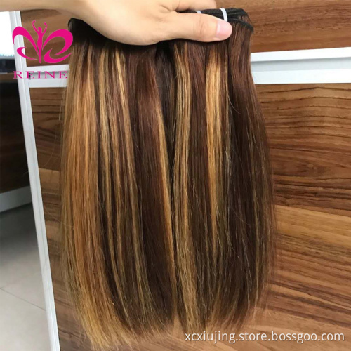 12A Double Drawn Vietnam hair Highlight Color Human Hair Bundles bone Straight Hair Weave Mixed Color #P4m27 Piano Color Bundles